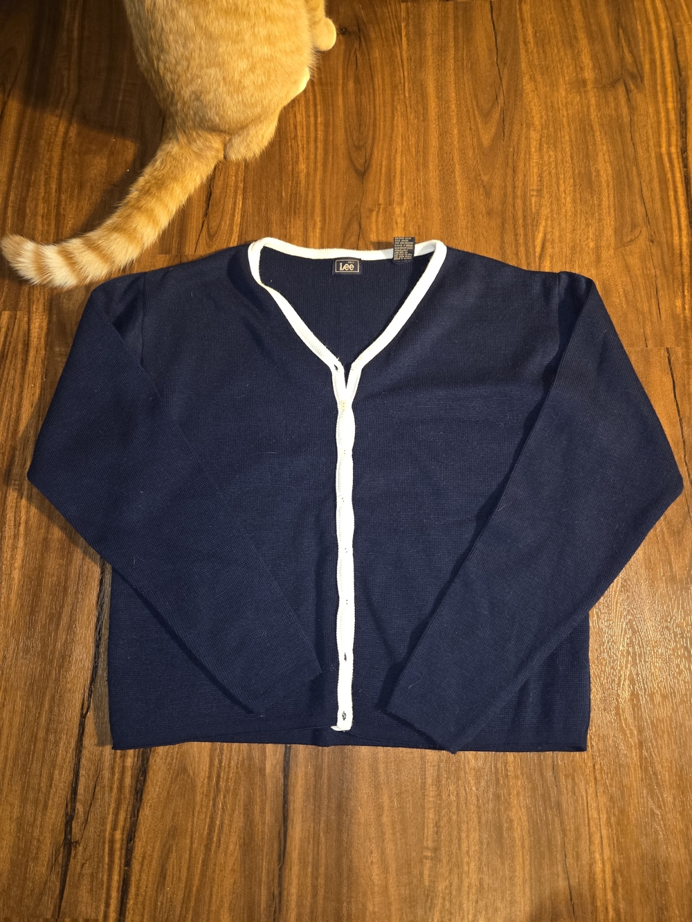 Vintage Lee Navy Cardigan with White Trim